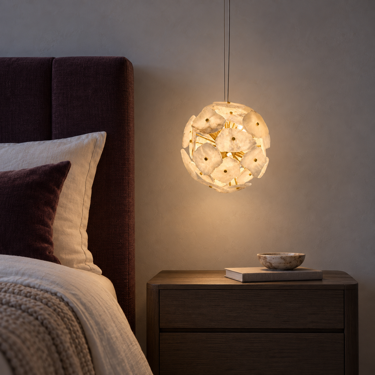 maravelle alabaster sphere chandelier gold 30cm bedroom