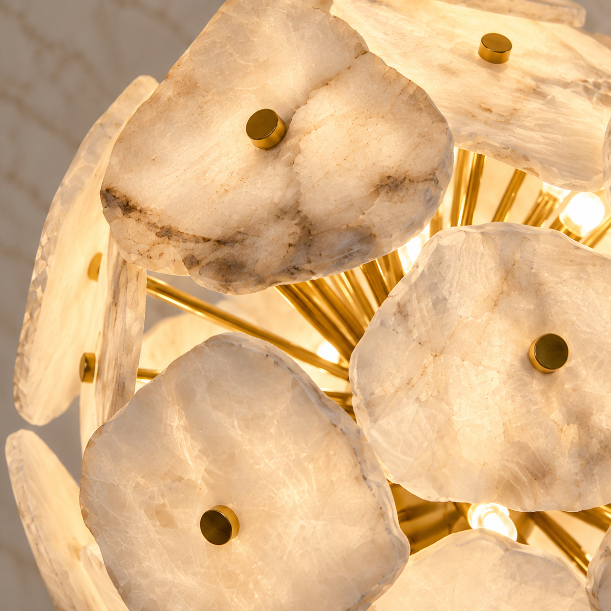 maravelle alabaster sphere chandelier gold 30cm body detail