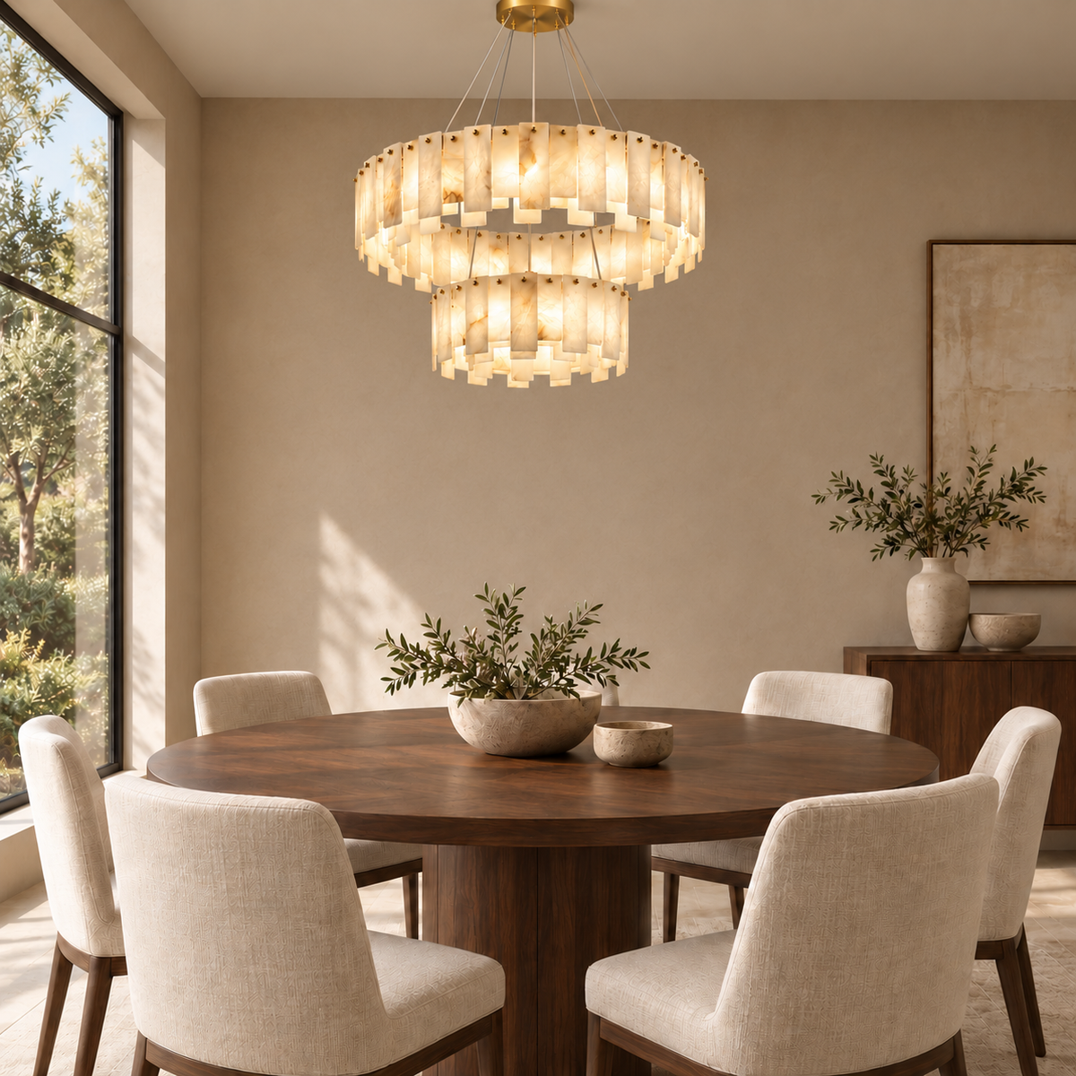 maren alabaster double ring chandelier gold 80cm dining room