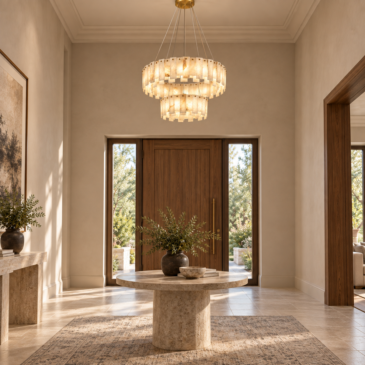 maren alabaster double ring chandelier gold 80cm foyer