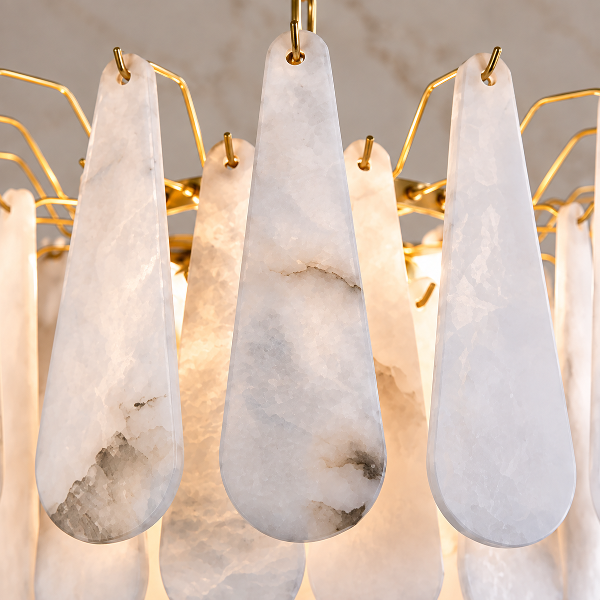 marivelle alabaster tiered chandelier gold 55cm body detail