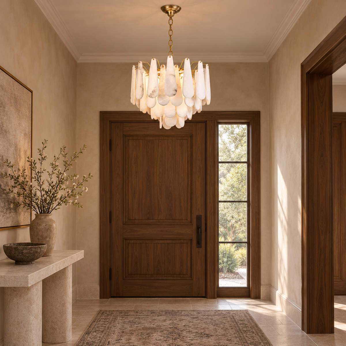 marivelle alabaster tiered chandelier gold 55cm foyer