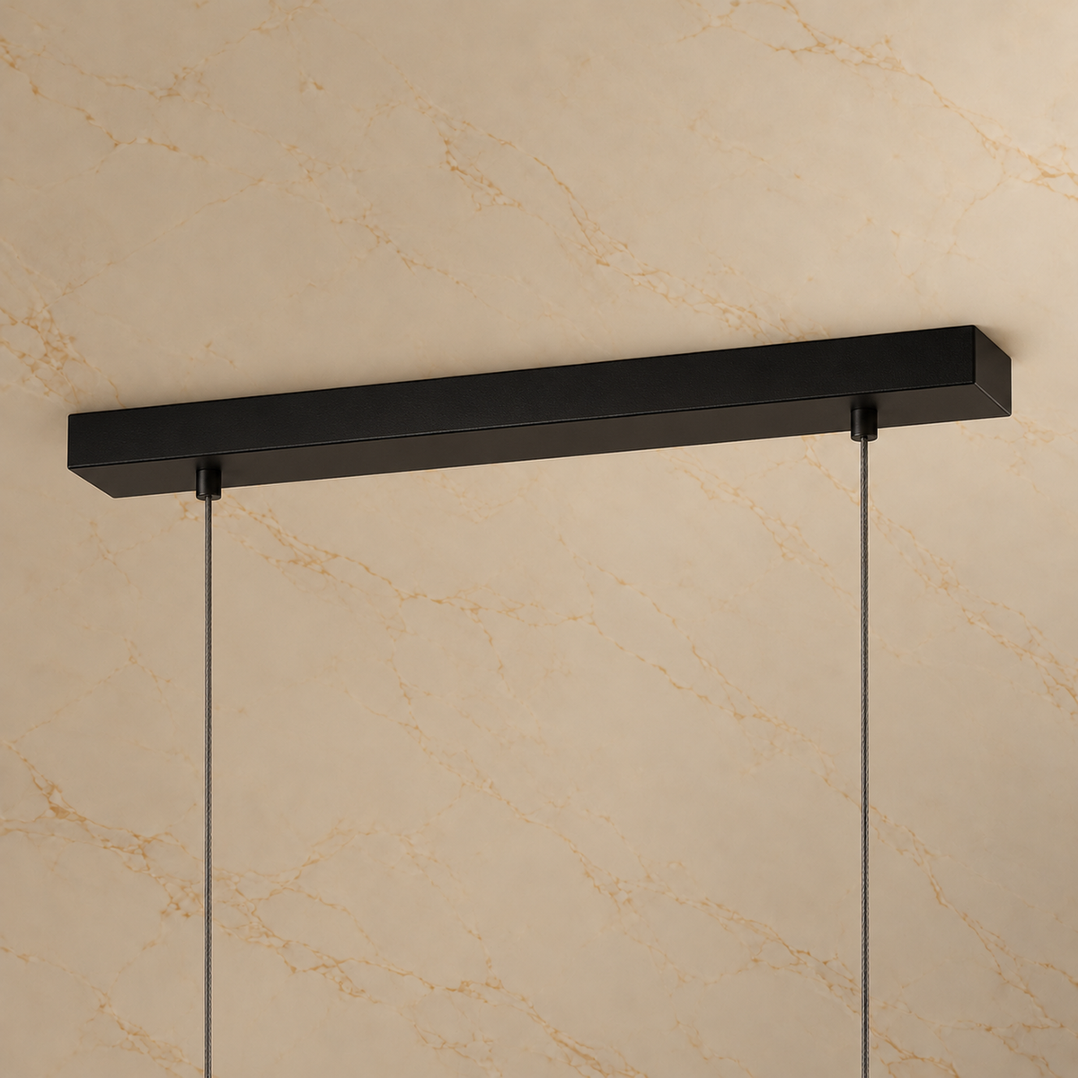 Marlowe slim black rectangular ceiling canopy and two suspension cables | CARRA HOME