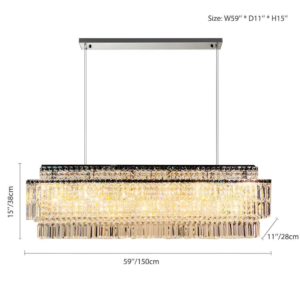 Modern Crystal Rectangle Raindrop Linear Chandeliers for Dining Room