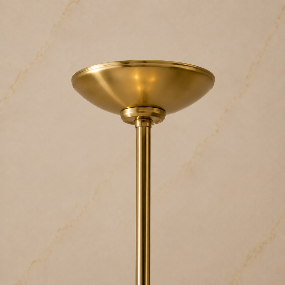 Modern Crystal Fan-Light Chandelier in gold ceiling canopy detail