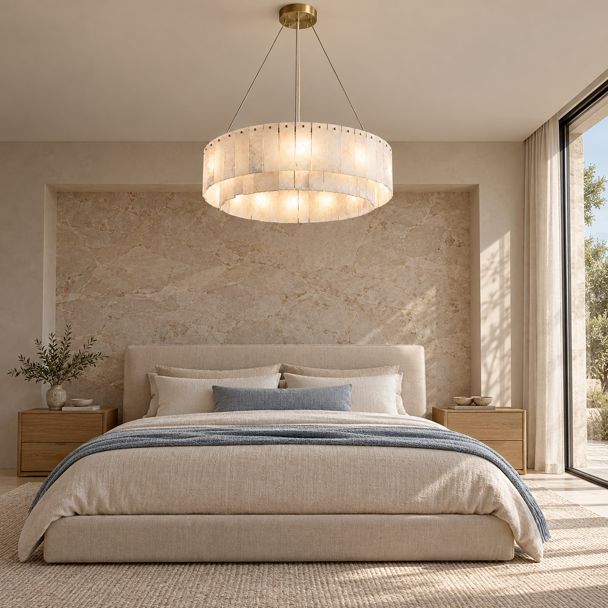 Modern Marble Alabaster Chandelier gold 80cm bedroom | CARRA HOME