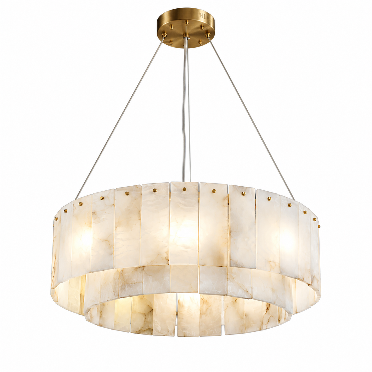 Modern Marble Alabaster Chandeliers gold canopy 45 cm complete product view | CARRA HOME