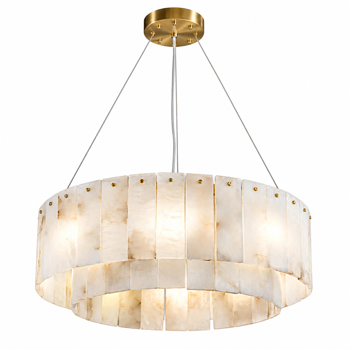Modern Marble Alabaster Chandeliers gold canopy 60 cm complete product view | CARRA HOME