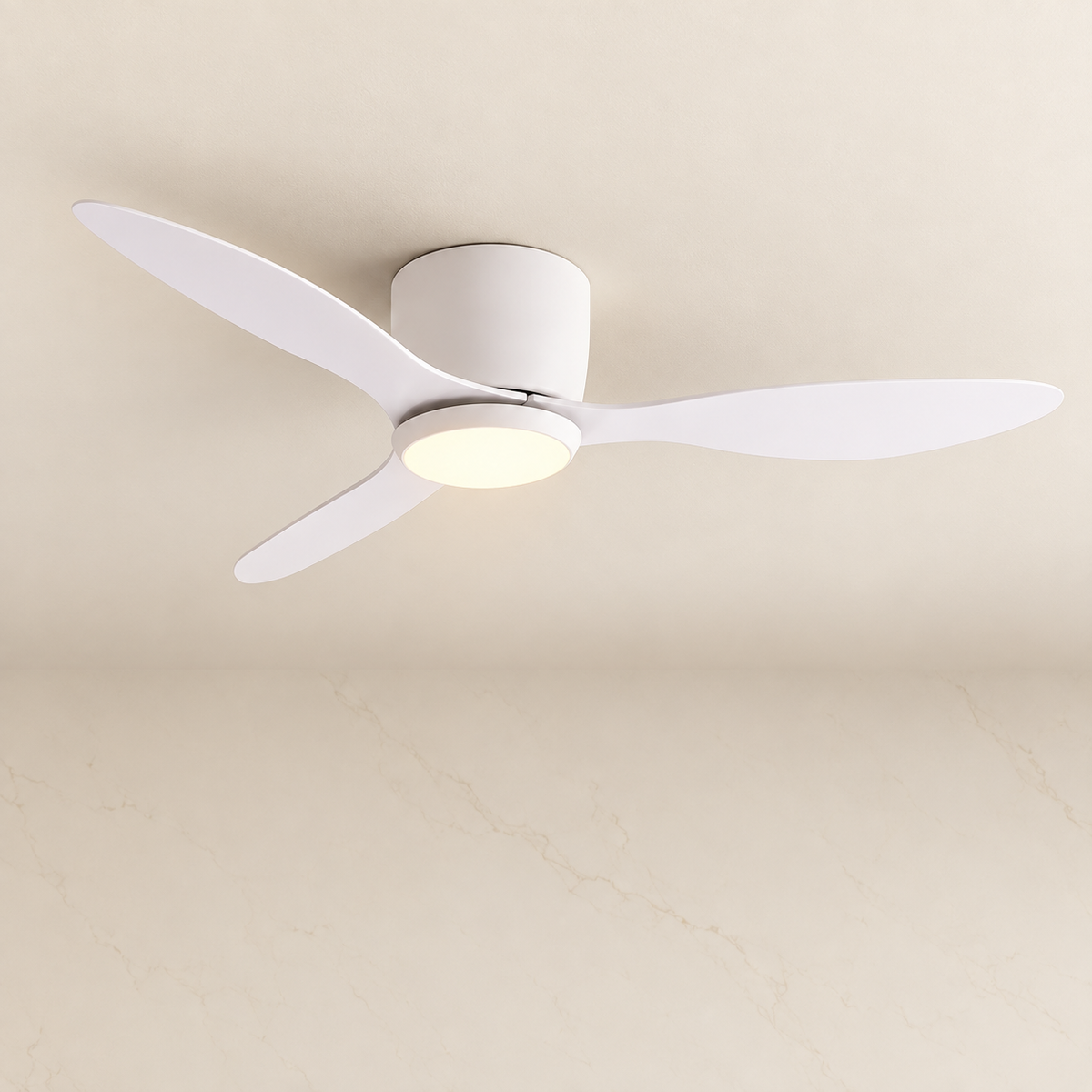 White Flush Mount Ceiling Fan With Light