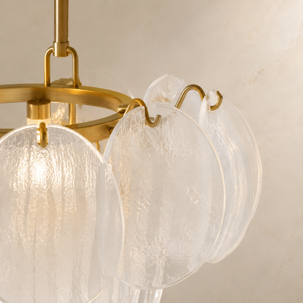 Murana Glass Petal Cluster Chandelier in gold body detail