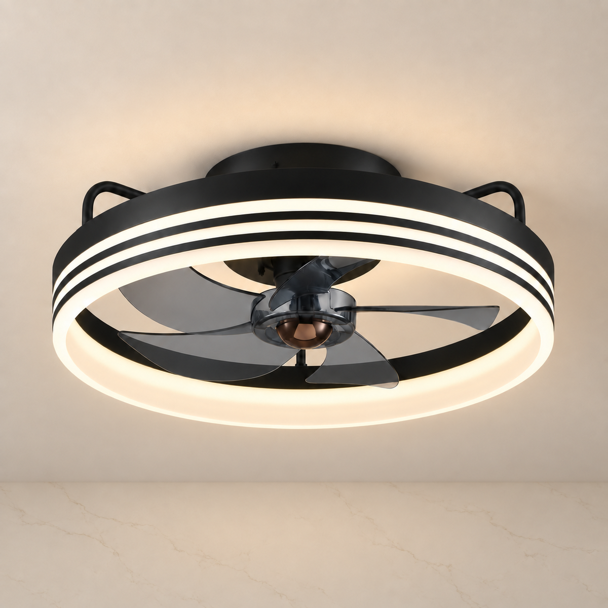 Oris 19.7-inch LED Ceiling Fan with Remote material and finish detail