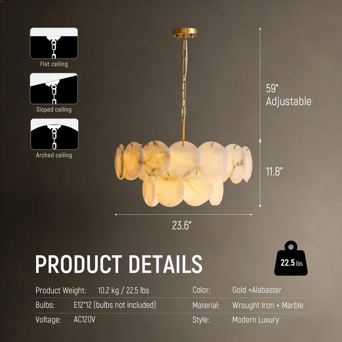 Orlisse Alabaster Double-Tier Chandelier product view 21 (Size 2)