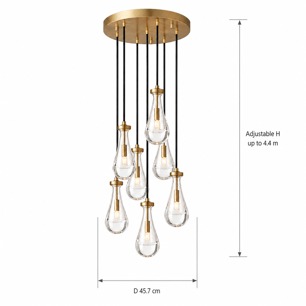 Raindrop Glass Round Chandelier dimensions