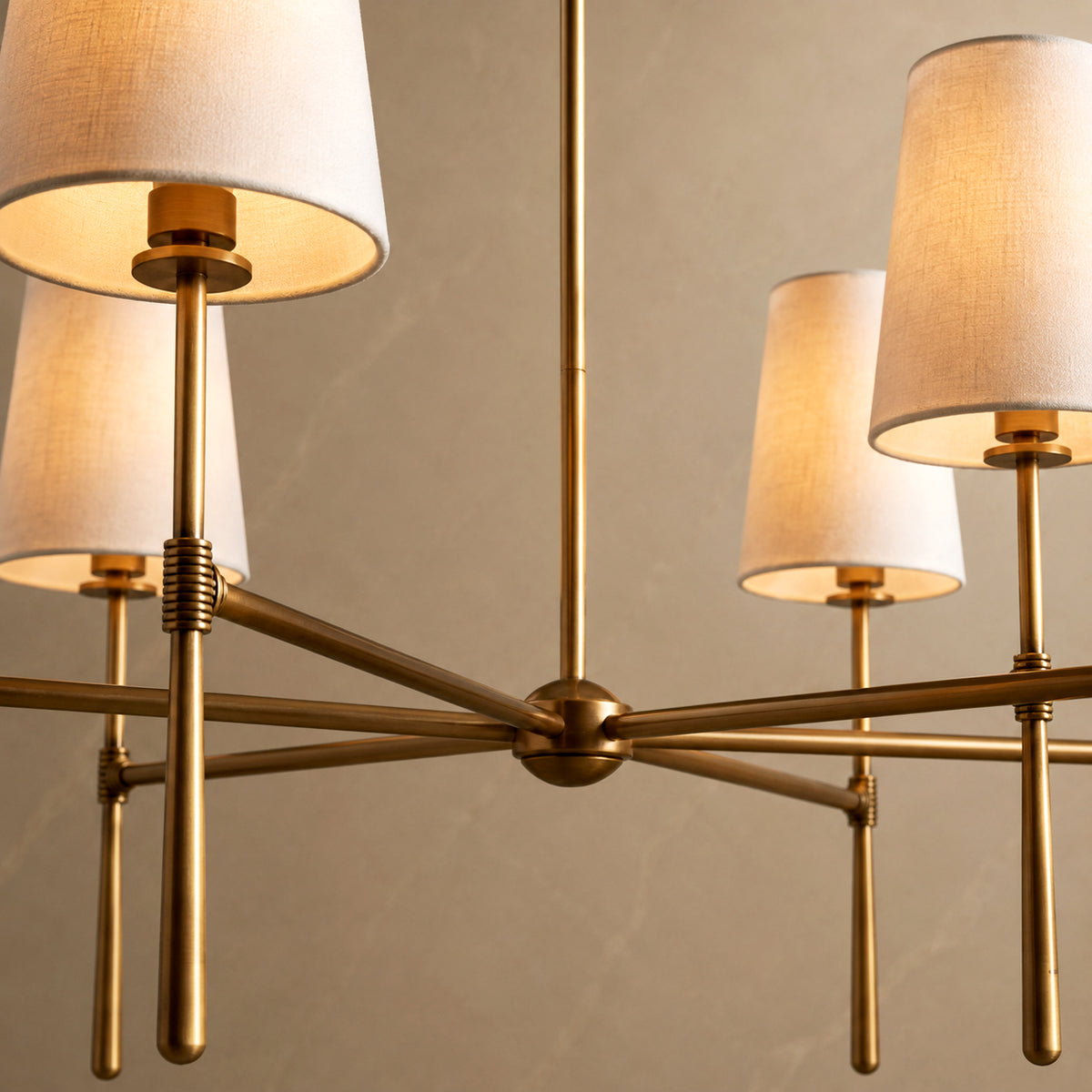 Rhodes Copper Eight-Light Branch Chandelier material and construction detail