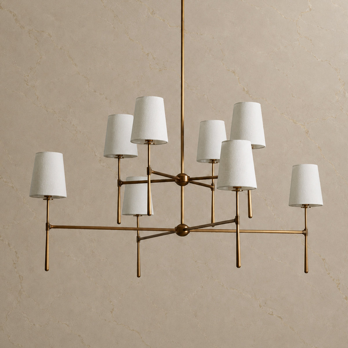 Rhodes Copper Eight-Light Branch Chandelier with lights off