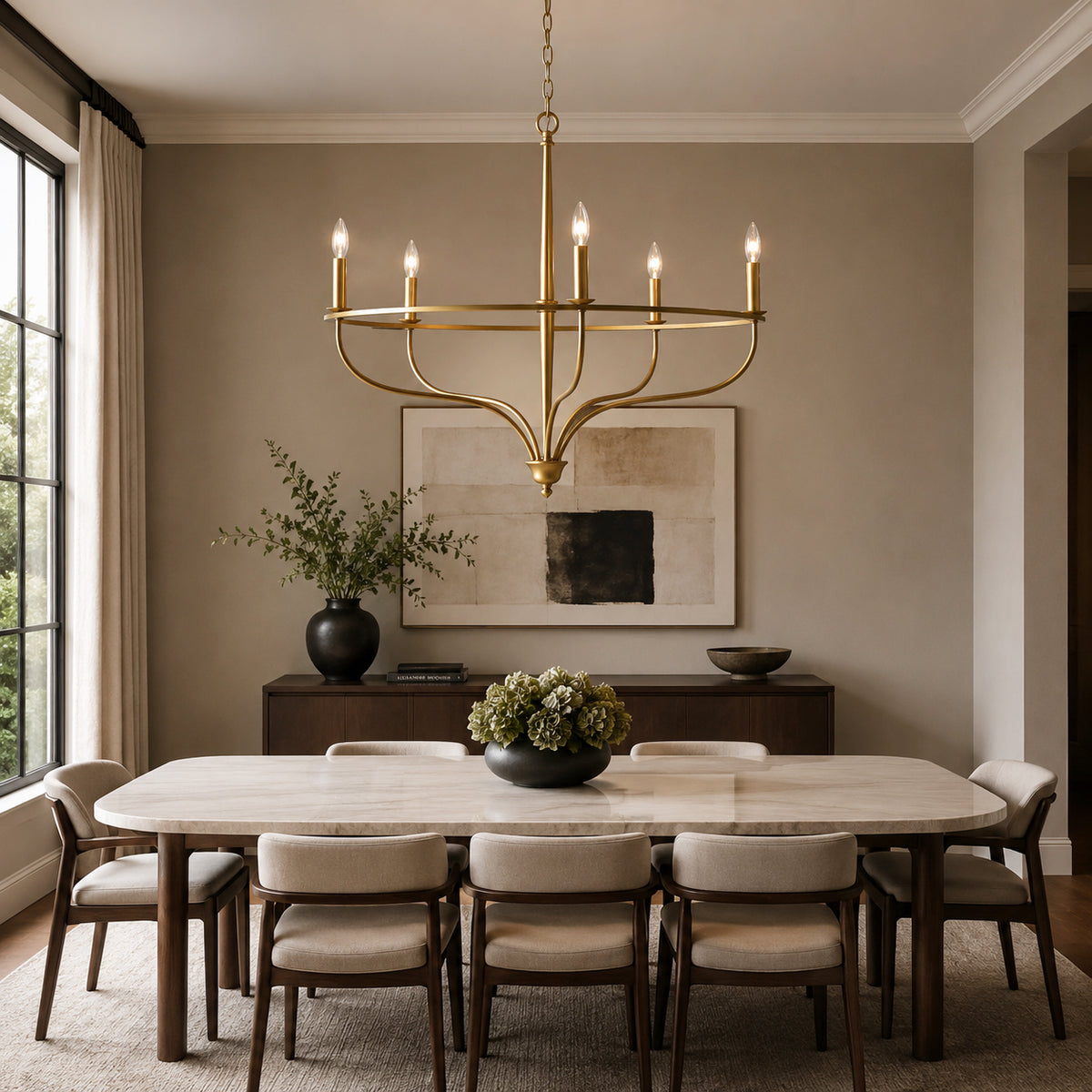 Rosalind Metal Chandelier above a dining table