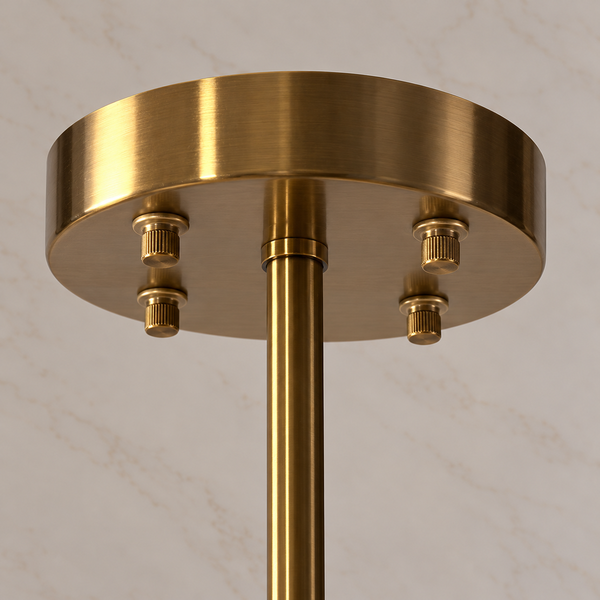 Roselle Iridescent Glass Disc Chandelier, slender rod and ceiling canopy with four nuts at square corners | CARRA HOME