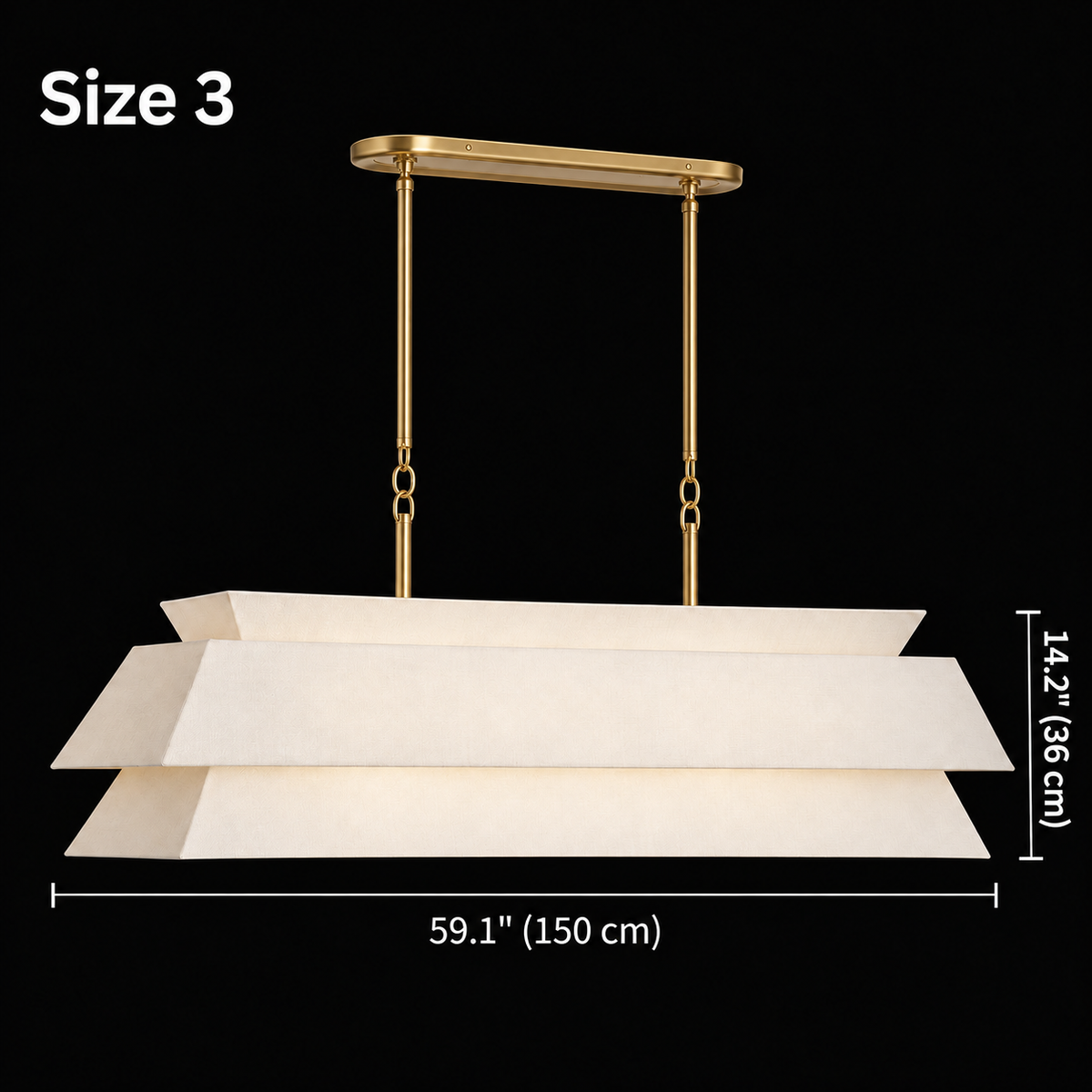 Ainsley Gold chandelier Size 3, 150 cm body length and 36 cm body height | CARRA HOME