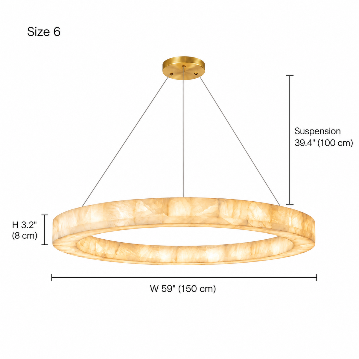 size aveline alabaster ring chandelier gold 150cm dimensions