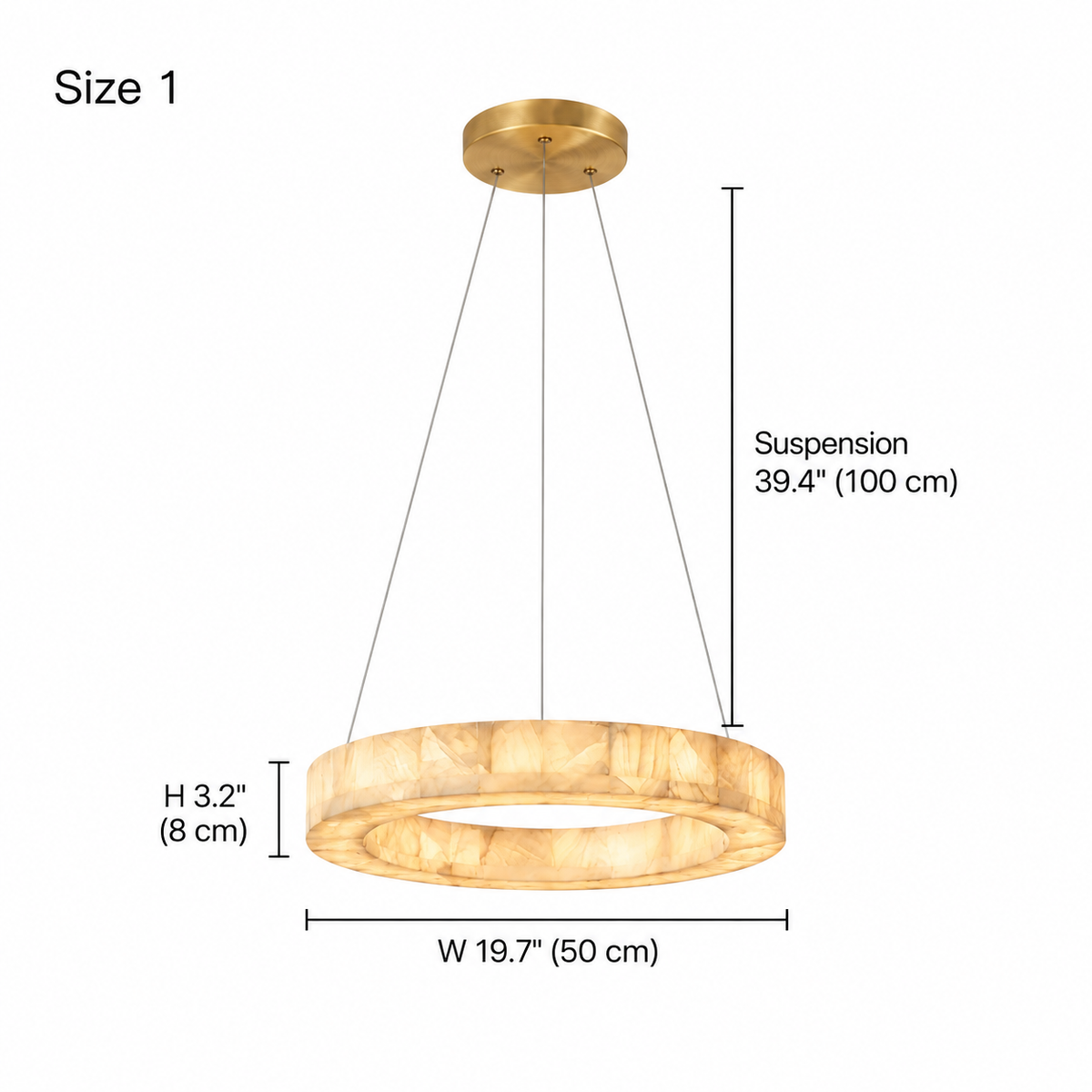 size aveline alabaster ring chandelier gold 50cm dimensions
