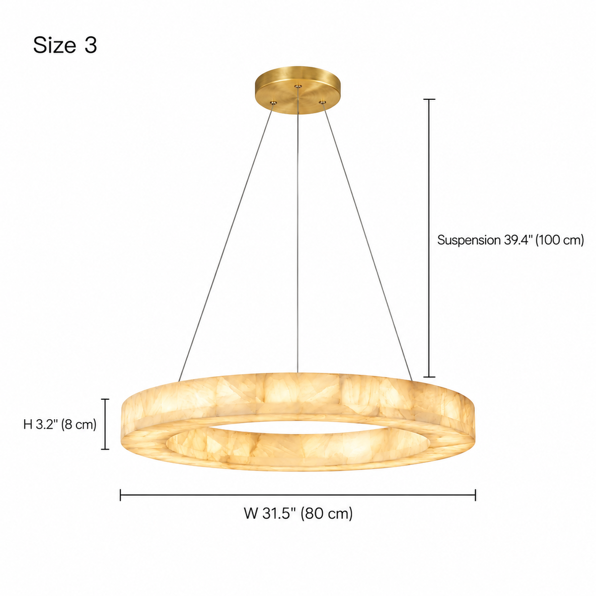 size aveline alabaster ring chandelier gold 80cm dimensions