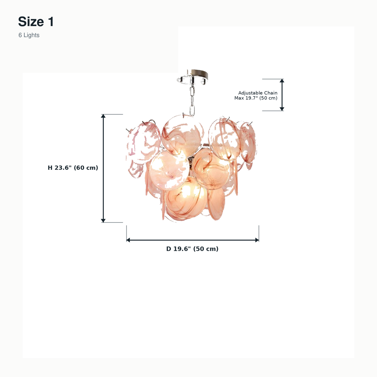 size blush glass disc cluster chandelier 50x60cm