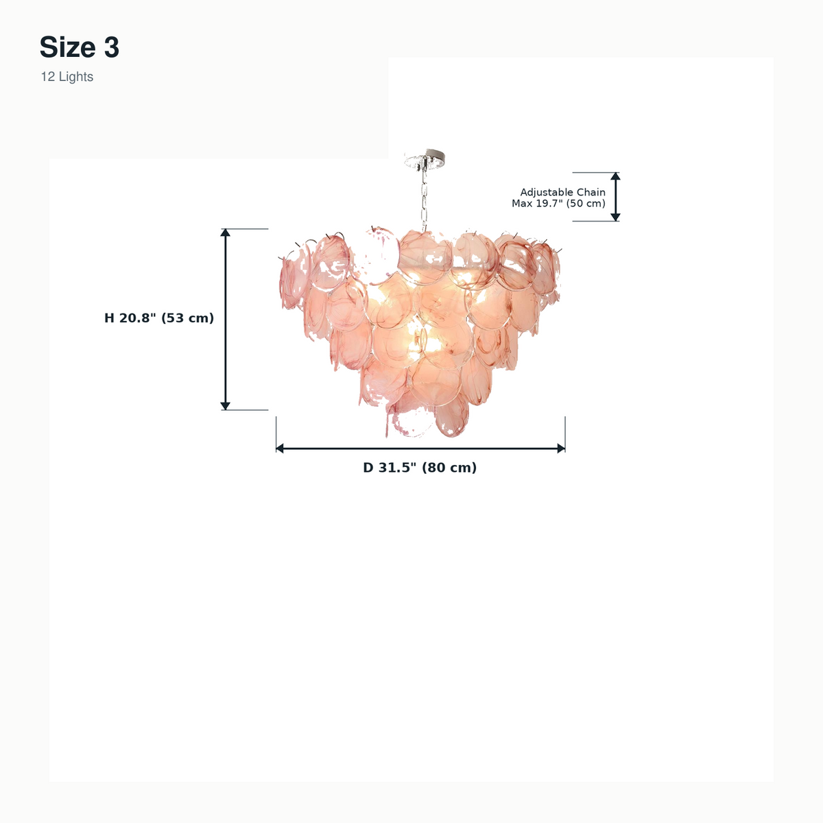 size blush glass disc cluster chandelier 80x53cm