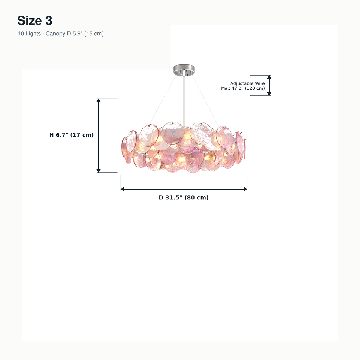 size blush glass disc drum chandelier 80x17cm