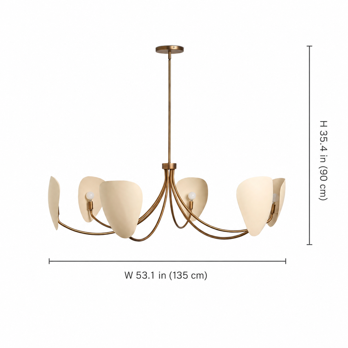 Brevin chandelier dimensions 53.1 inches wide by 35.4 inches high