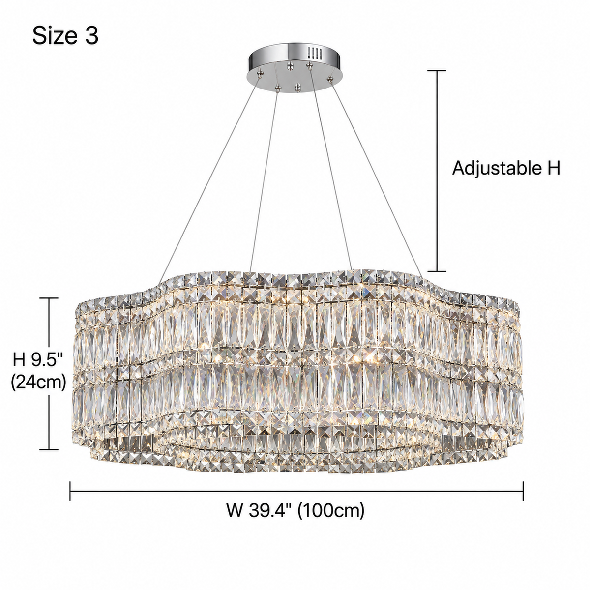 size floral crystal chandelier chrome 100cm