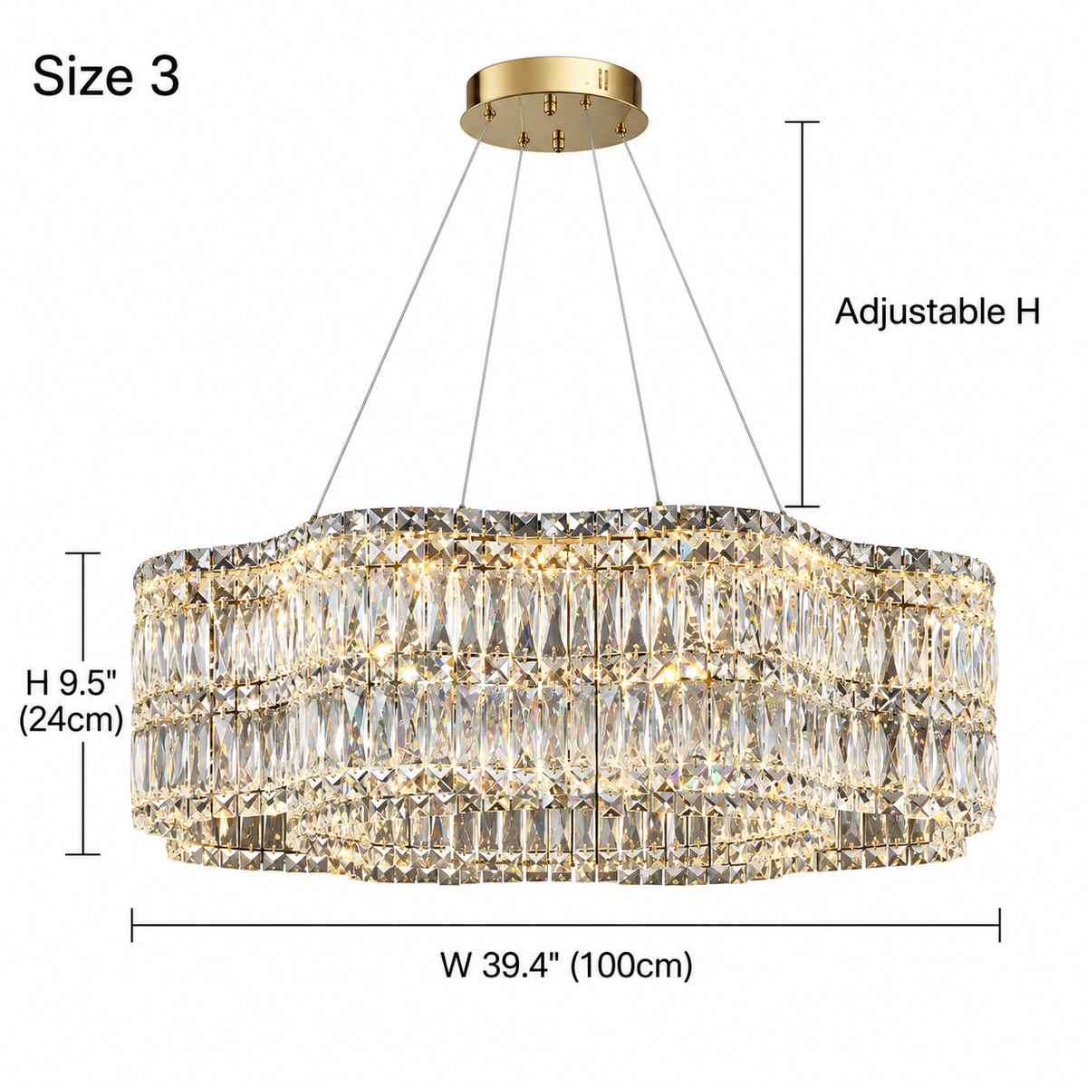 size floral crystal chandelier gold 100cm