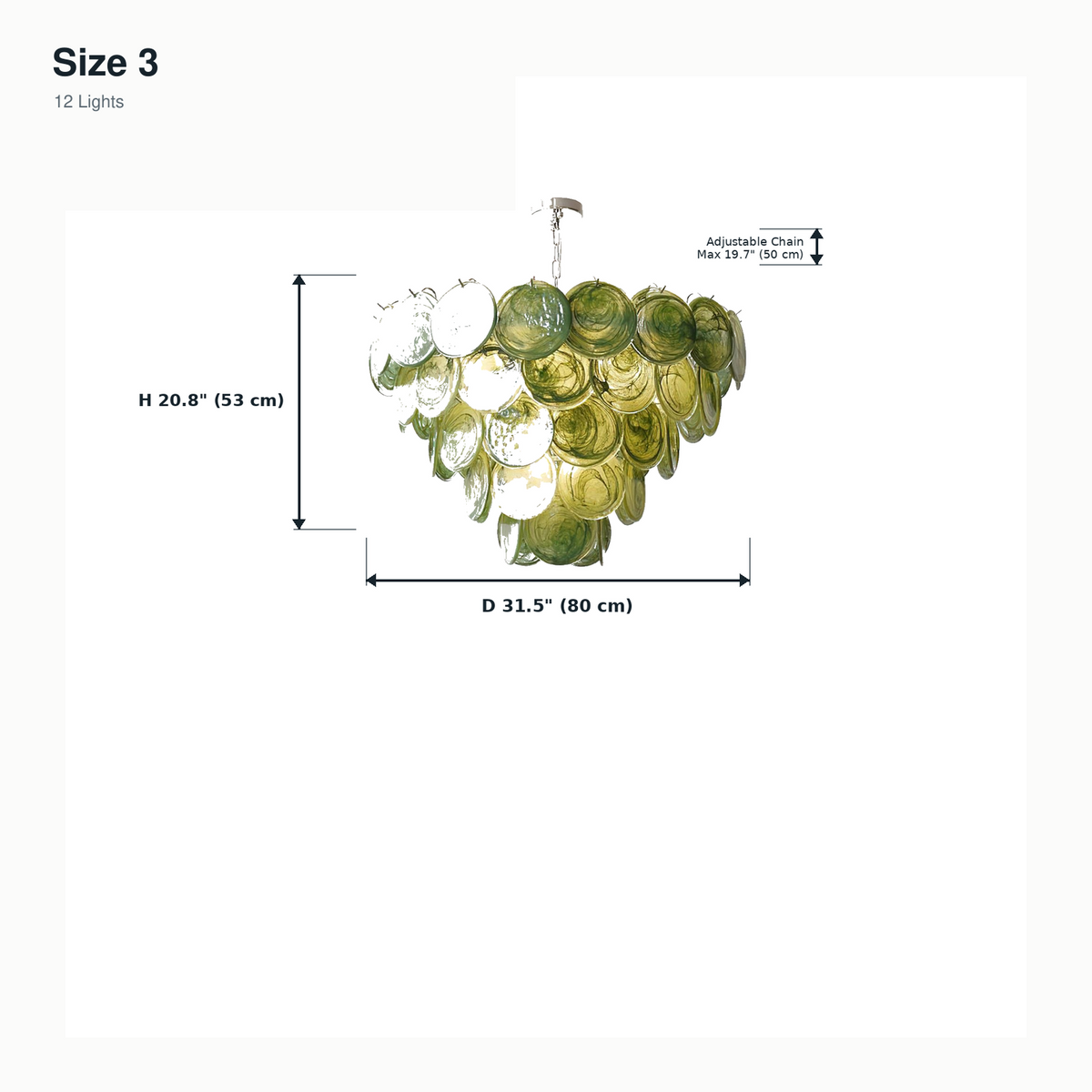 size green glass disc cluster chandelier 80x53cm