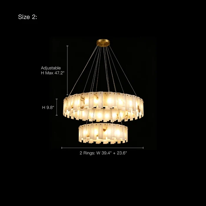 Maren alabaster double ring chandelier Size 2 dimensions
