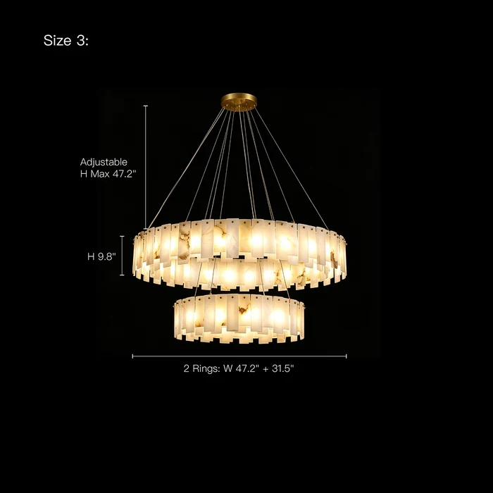 Maren alabaster double ring chandelier Size 3 dimensions