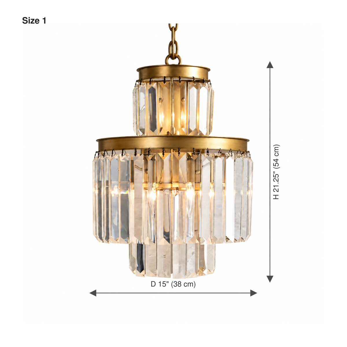 Odette K9 crystal tiered chandelier Size 1 dimensions