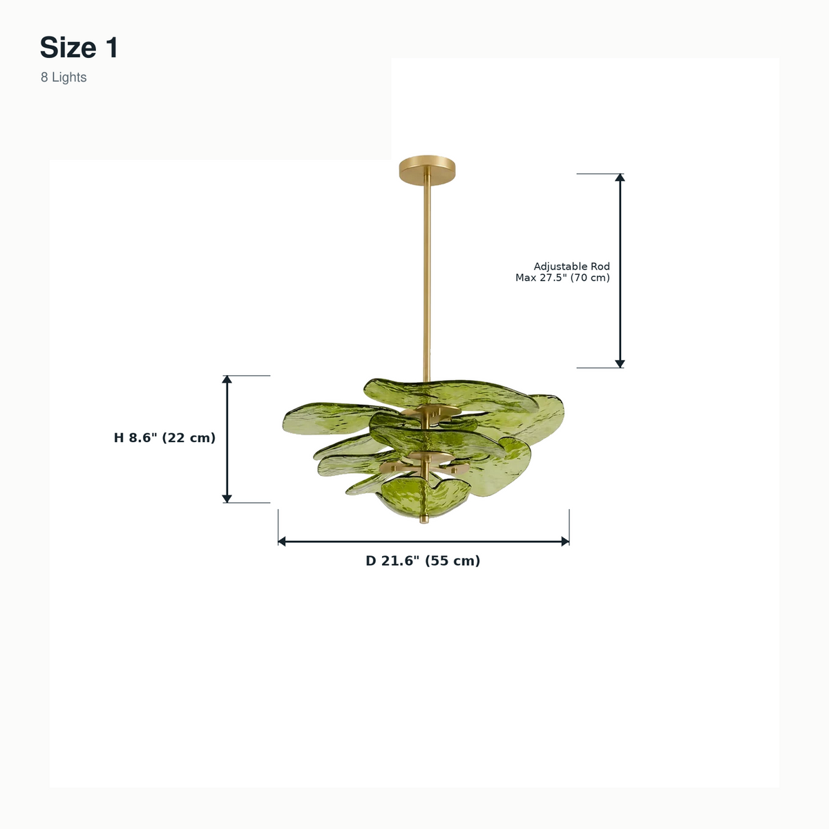 size olive glass plate tiered chandelier 55x22cm