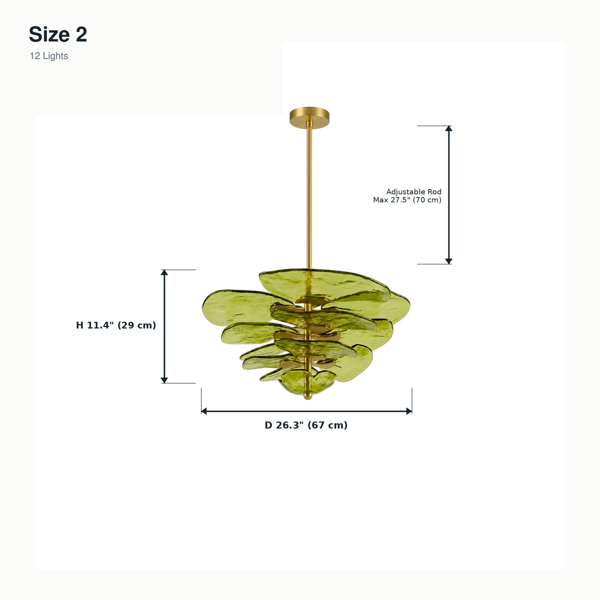 size olive glass plate tiered chandelier 67x29cm
