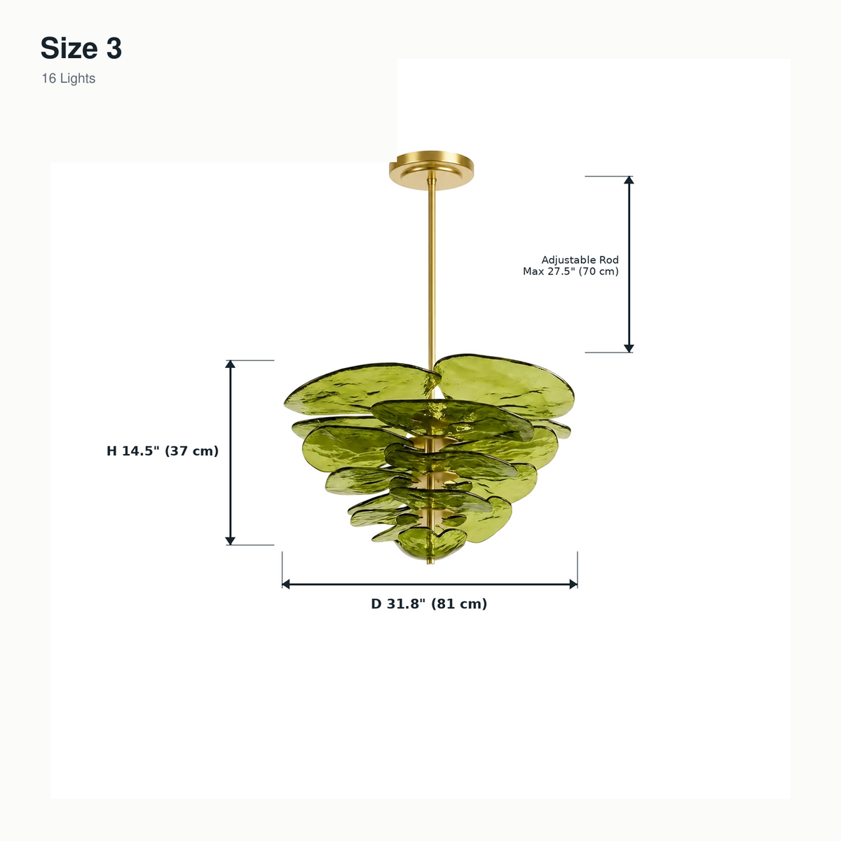 size olive glass plate tiered chandelier 81x37cm