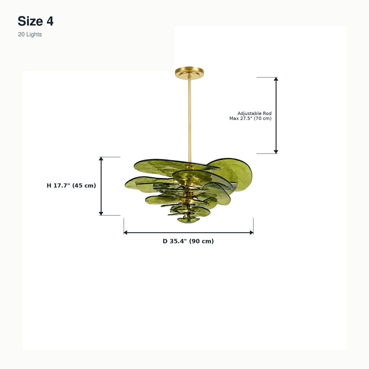 size olive glass plate tiered chandelier 90x45cm
