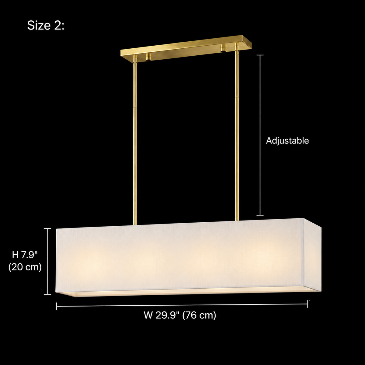 Stark Fabric Rectangular Chandelier, gold, Size 2 photographic dimensions; W 29.9" (76 cm) × D 6.3" (16 cm) × H 7.9" (20 cm) | CARRA HOME