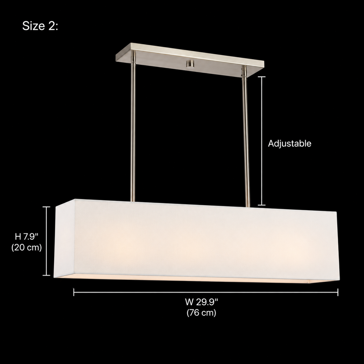 Stark Fabric Rectangular Chandelier, silver, Size 2 photographic dimensions; W 29.9" (76 cm) × D 6.3" (16 cm) × H 7.9" (20 cm) | CARRA HOME