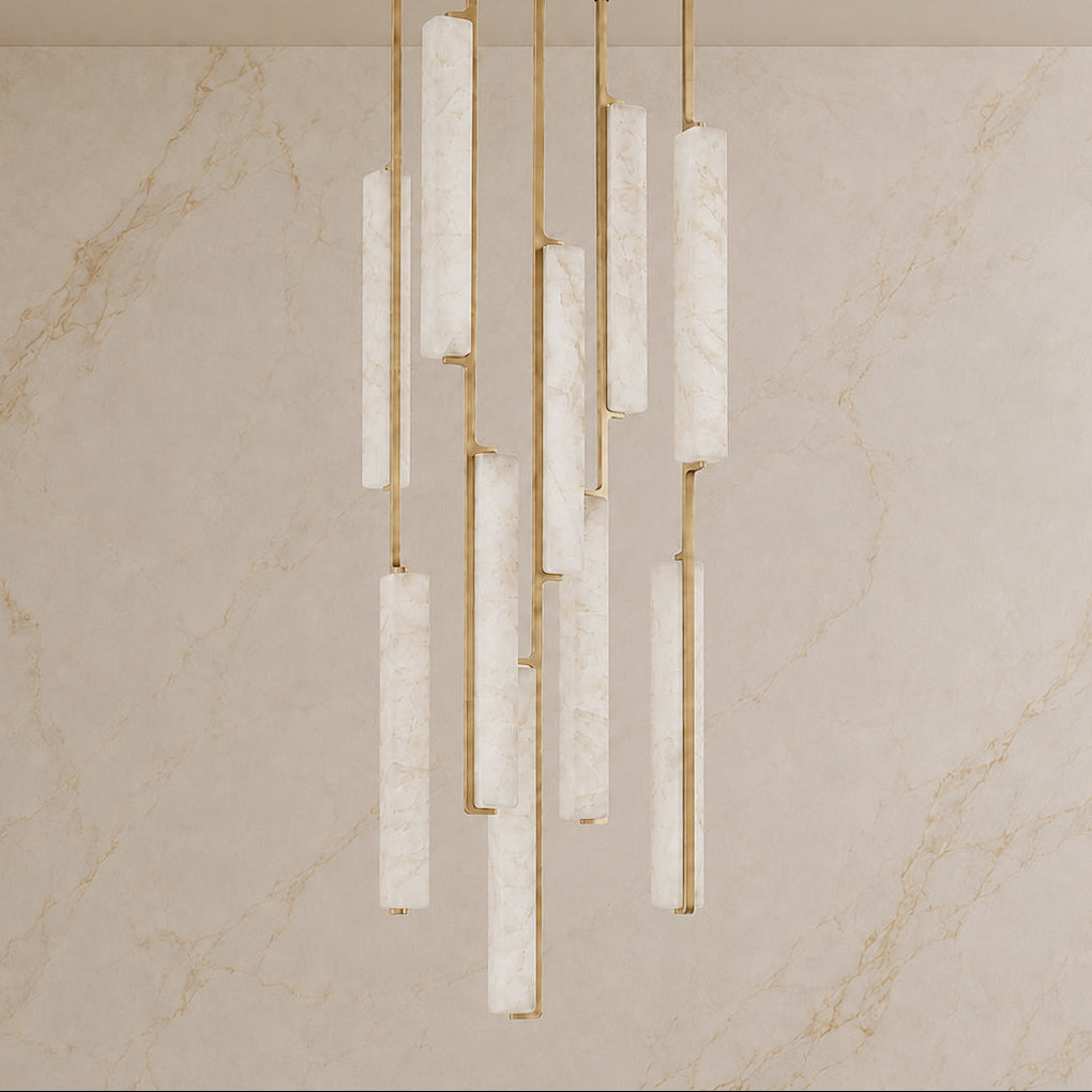 Stamen Alabaster Vertical Chandelier with lights off