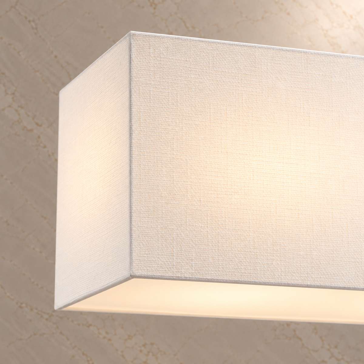 Off-white woven fabric corner and acrylic bottom diffuser detail | CARRA HOME