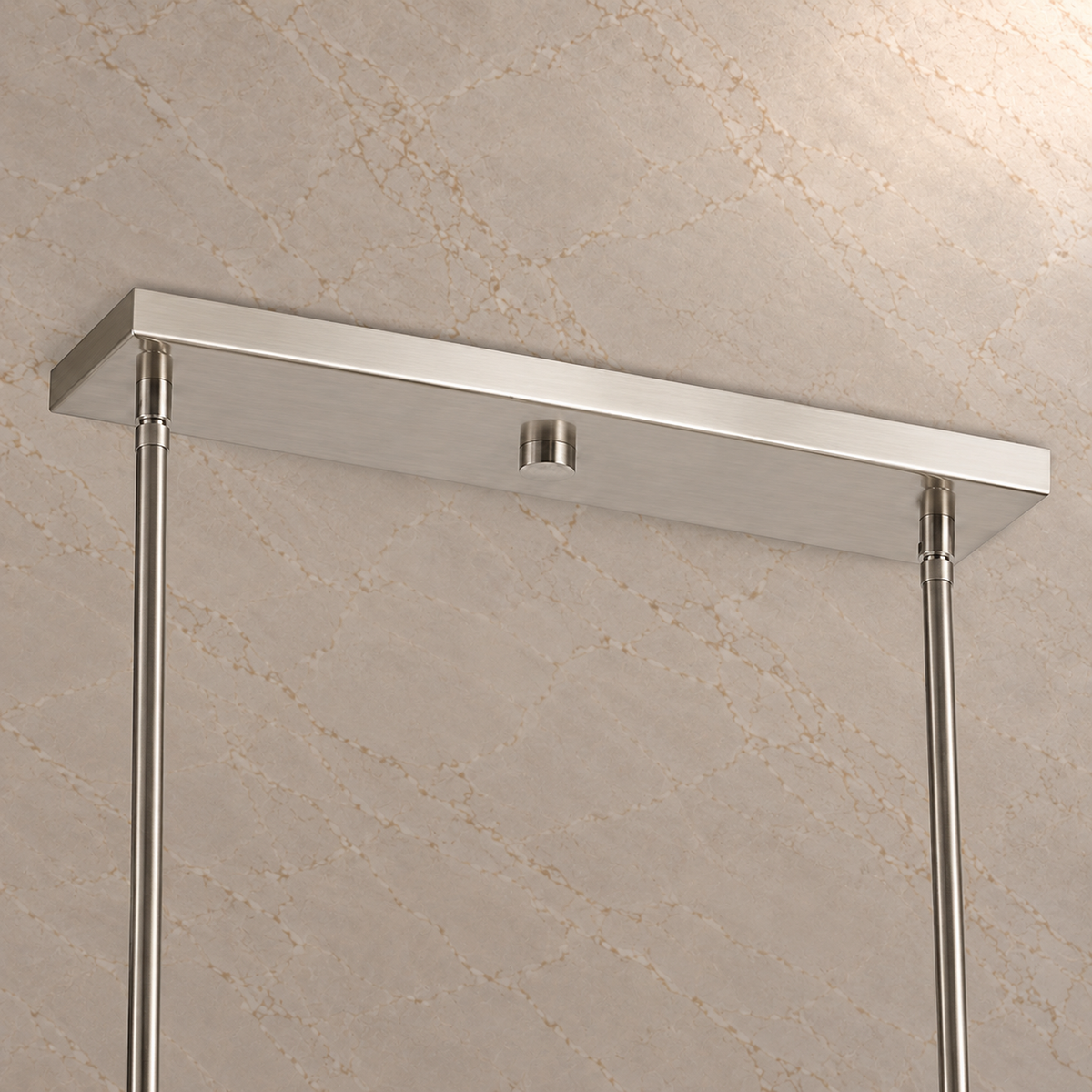 Brushed nickel rectangular canopy and two suspension rods | CARRA HOME