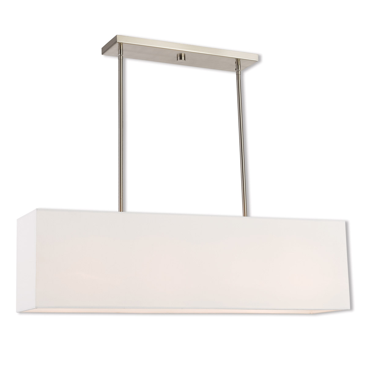 Stark fabric rectangular chandelier with Silver canopy, white background product view | CARRA HOME