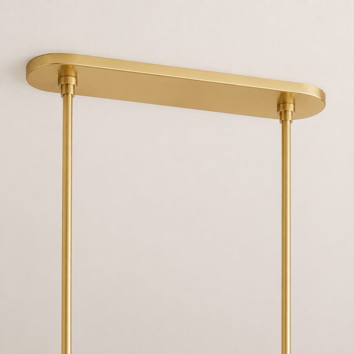 Stark Metal Linear Chandelier in gold ceiling canopy detail