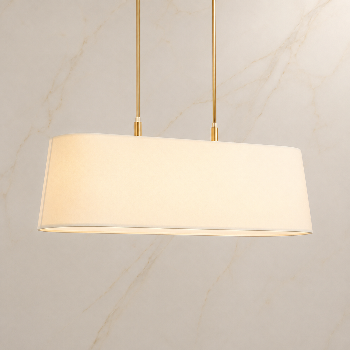 Stark Metal Linear Chandelier in gold, light on