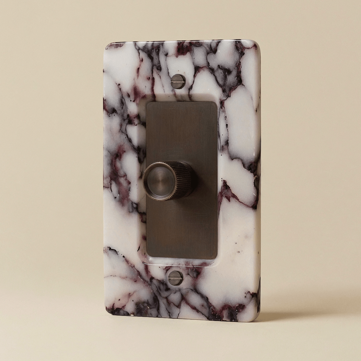 Stone Rotary Dimmer Switch, Calacatta Viola Bronze with Patina 1 Gang product view | CARRA HOME