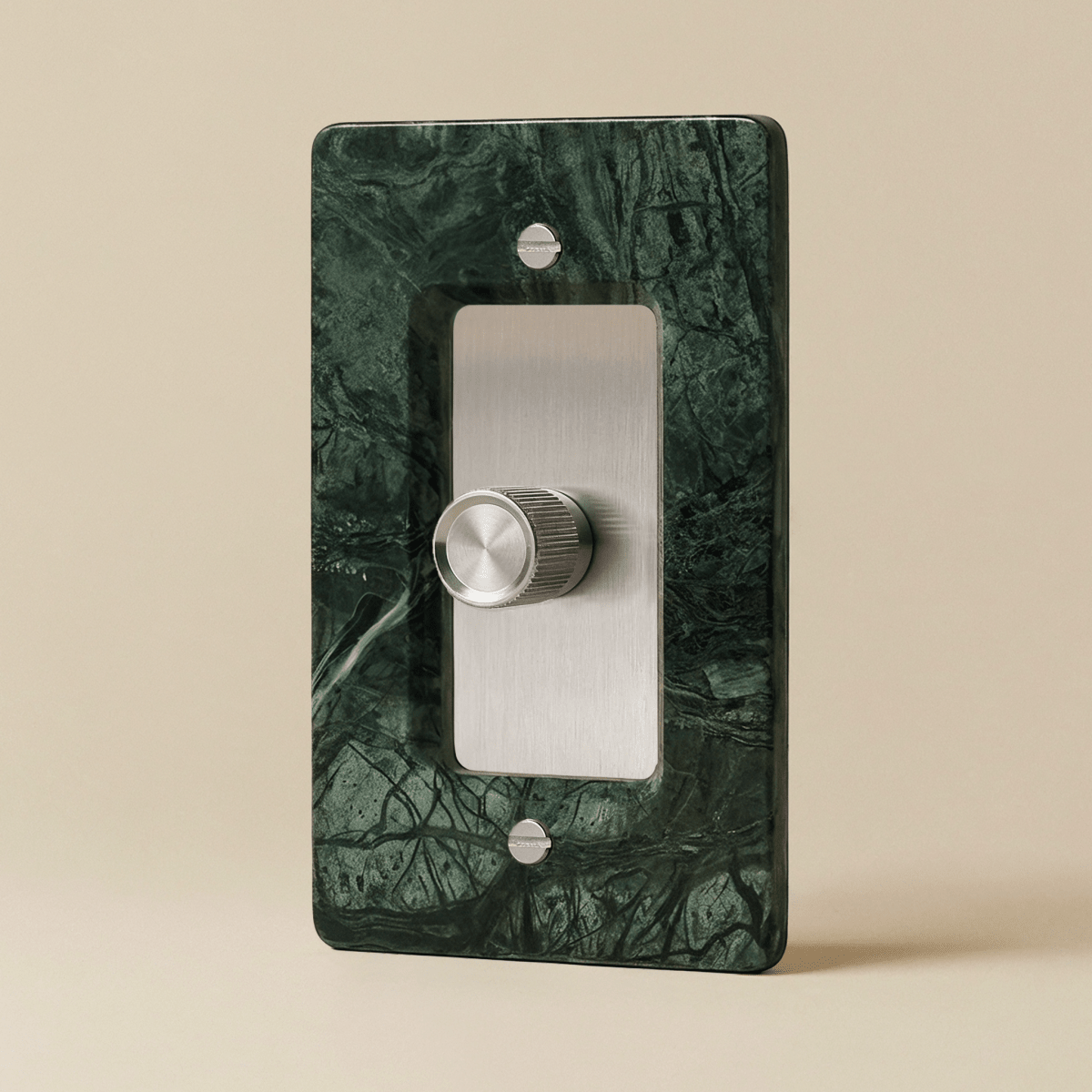 Stone Rotary Dimmer Switch, Guatemala Green Stainless Steel 1 Gang product view | CARRA HOME