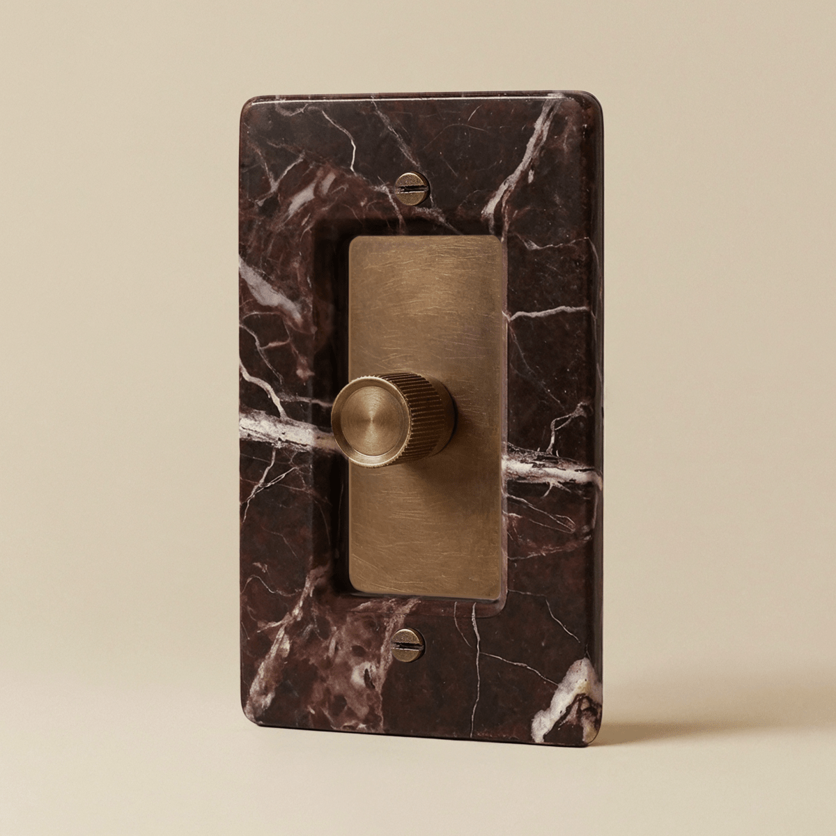 Stone Rotary Dimmer Switch, Rosso Levanto Vintage Brass 1 Gang product view | CARRA HOME